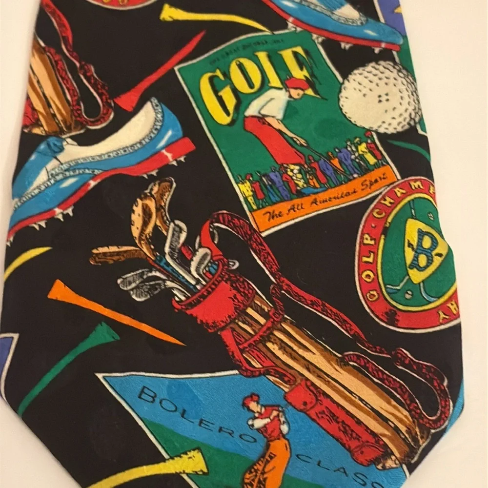 Addiction Golf Tournament Theme Men's 100% Silk Hand Made Necktie